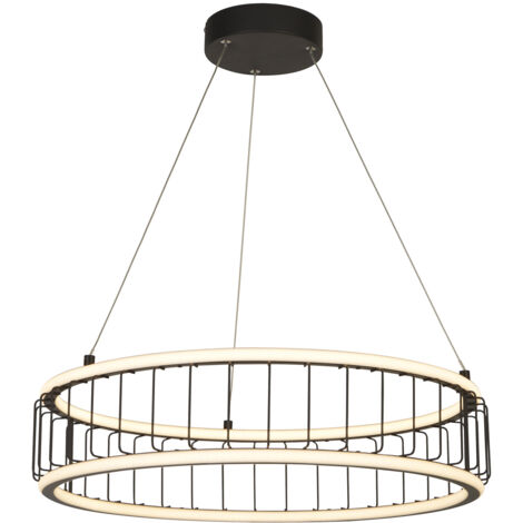Circolo Sospensione a soffitto LED Drum Cage, metallo nero