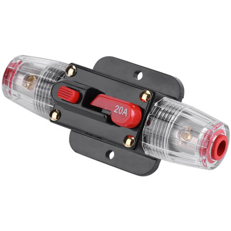 [Circuit Breaker] Disjoncteur de Sécurité Audio/Video Auto 20A, Alloy DC12V-24V, Noir Approx.98x43x35mm