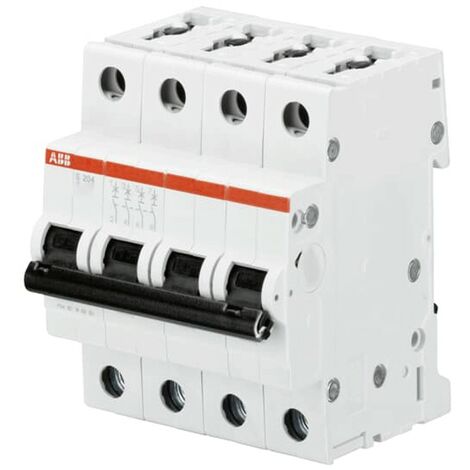 Circuito disyuntor ABB 4P 63A 6 ka Tipo C 4 Módulos S204