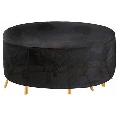 Circulaire Jardin Table, Rond Table Patio et Chaise Set Housse, Résistant Oxford Patio Extérieur Meubles Housse Coupe-Vent, Imperméable & Anti-UV - 200x94cm