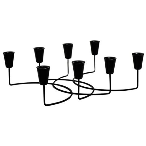 Circular 8 Piece Candle Holder - Iron - L12 x W28 x H34 cm - Black
