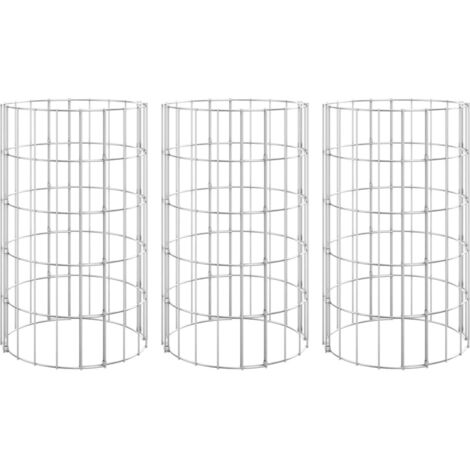 Circular Gabion Raised Beds 3 pcs Galvanised Steel Ø30x50 cm vidaXL