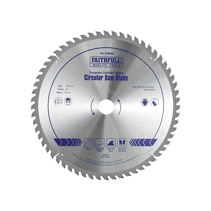 Tct Circular Saw Blade 300 x 30mm x 60T pos FAIZ30060 - Faithfull