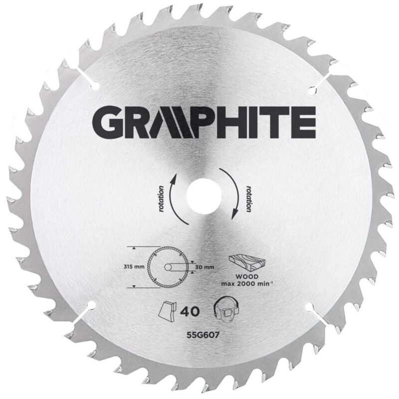 Graphite Graphit-holzschneideblatt, 315 Mm, 40 Zähne, Mit Hartmetallspitze