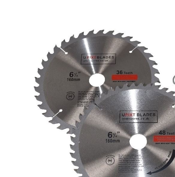 Ufixt - Circular Saw Blades 160mm x 20mm TCT Tungsten Carbide Teeth 36 and 48 Tooth Twin Pack