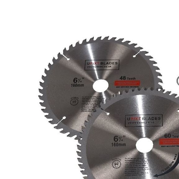 Ufixt - Circular Saw Blades 160mm x 20mm TCT Tungsten Carbide Teeth 48 and 60 Tooth Twin Pack