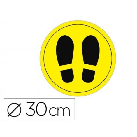 Circulo de señalizacion adhesivo apli para suelo pvc 100 mc pies color amarillo/negro diametro 30 cm