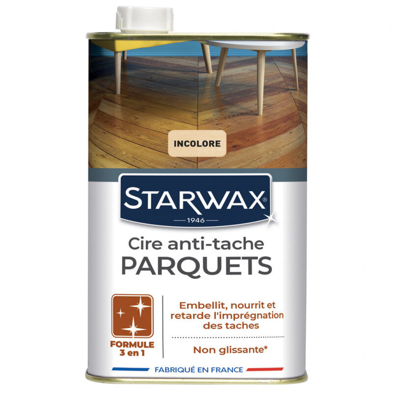 Starwax - Cire Starlon anti-tache pour parquets cirés 1L (différentes teintes) Ton / Contenance: Incolore / 1 l
