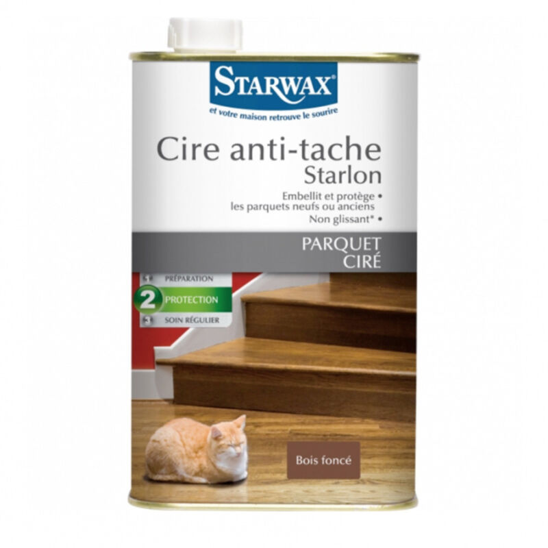 Cire anti-tache Starlon parquet ciré liquide Starwax 1L bois foncé