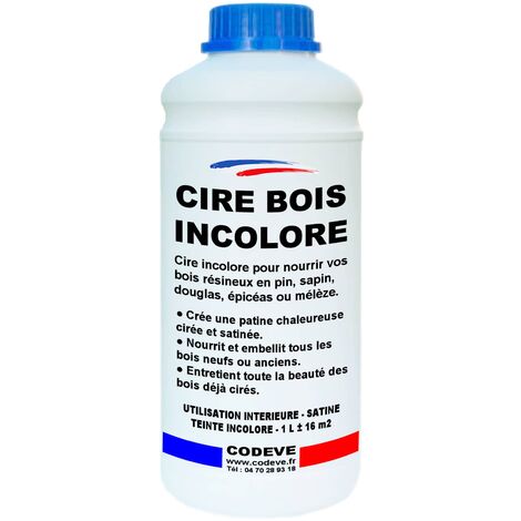 Cire Bois Incolore - 1 L   - Codeve Bois - Pour L'entretien De Votre Bois Résineux En Pin, Sapin, épicéas Ou Mélèze.
