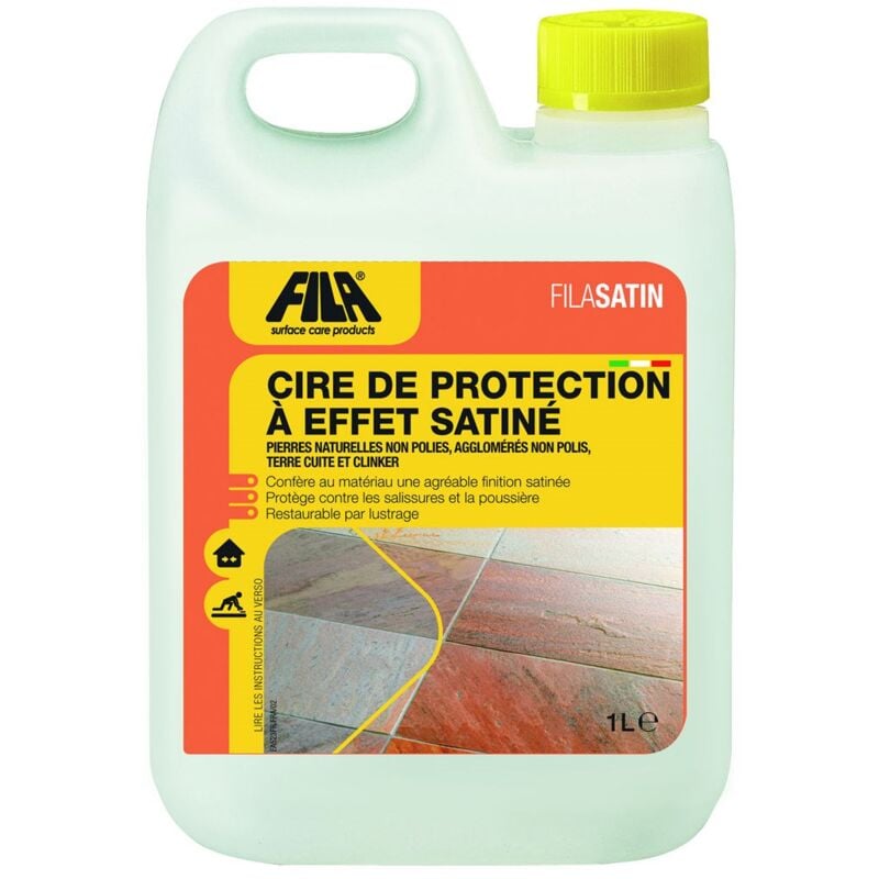Fila - Cire de protection satinée satin - Auto-lustrante - Pour Pierres Naturelles et Terre Cuite - Le Bidon de 1 Litre