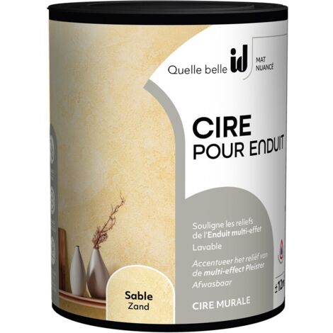Cire murale sable 1L – Finition mate – Application facile avec éponge – Pour souligner les reliefs – Fabrication française – Id Paris