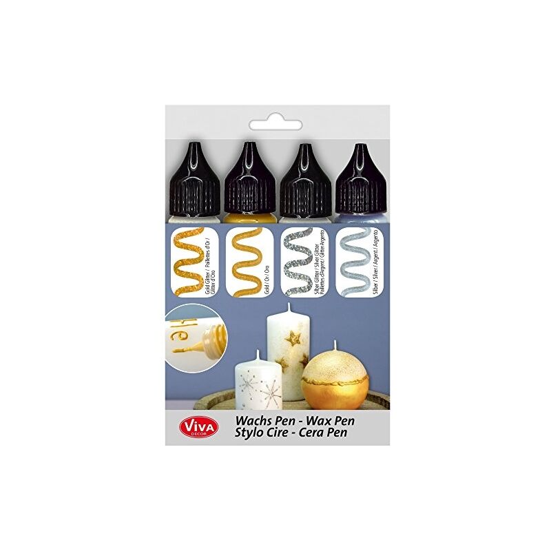 Cire pen lot de 4 - argent, or, argent de paillettes, or pailleté Viva Decor gmbh VD800179201