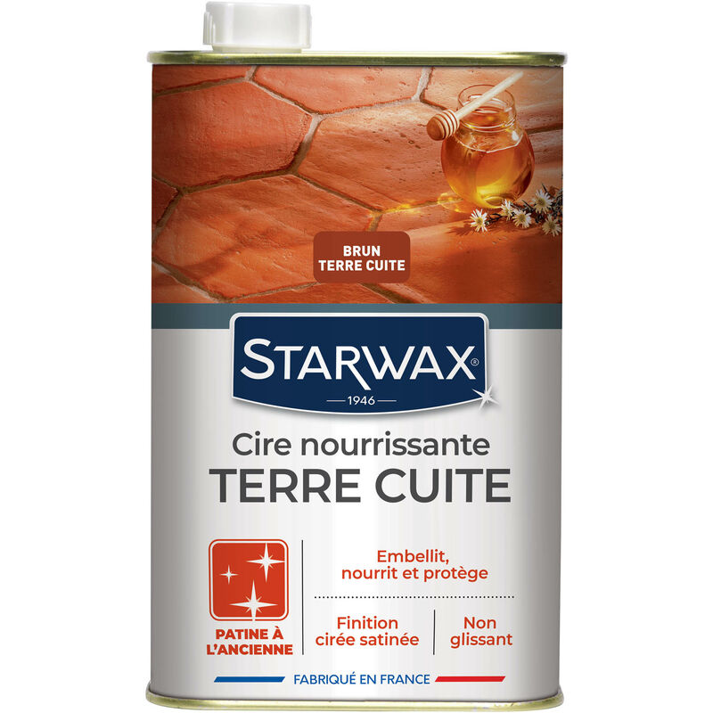Starwax - Cire nourrissante pour tomettes et terres cuites brun 1L