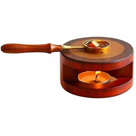 Cire Seal Warmer Manche En Bois Cuillère À Fondre Kit Cire À Cacheter Four Outil pour Mariage Cire Enveloppe Sceau Timbre