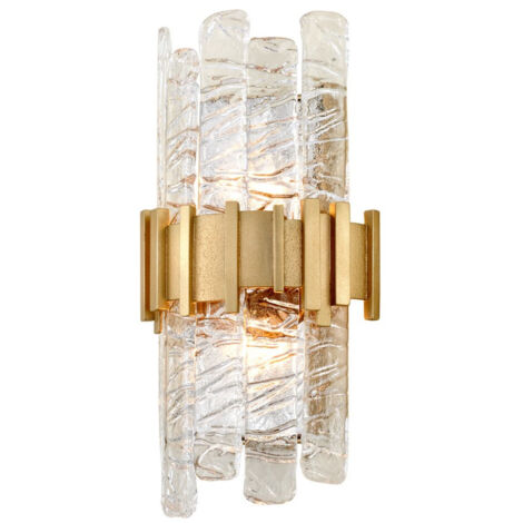 Ciro Applique murale à 2 ampoules ANTIQUE Leaf en acier inoxydable, verre