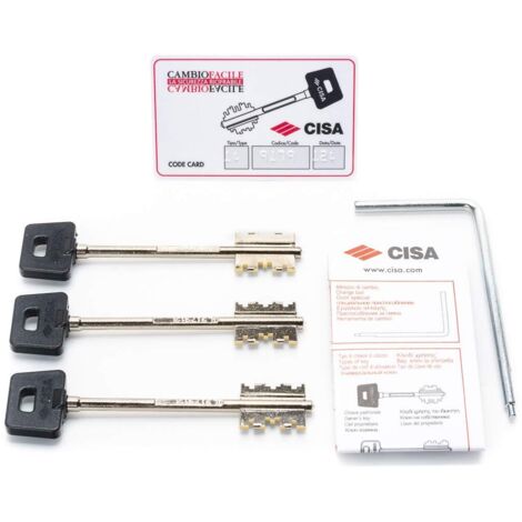CISA 106520601, Cofanetto 3 Chiavi Lunghe per Serratura Ricifrabile New Cambio Facile