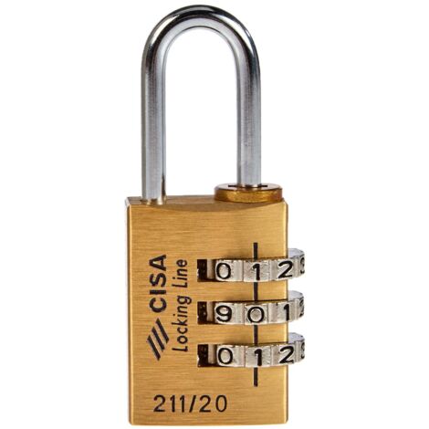 CISA 121190200, Lucchetto Combinazione, Ottone, 20 mm