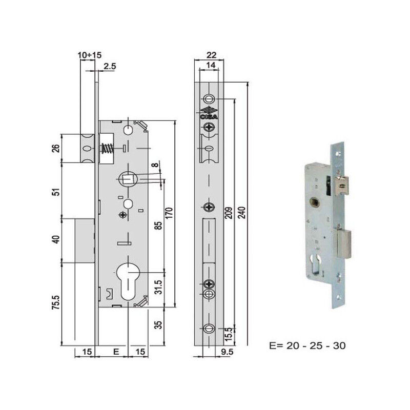 Image of Cisa - Serratura Infilare Montanti All 44661-25-0