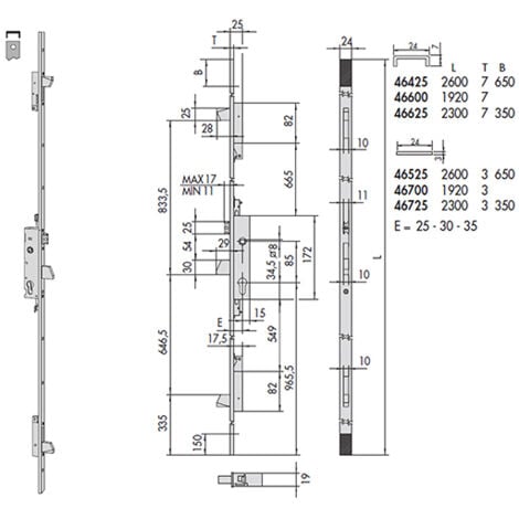 Cisa 46425-35-0 Serratura Multipunto Cil Sag