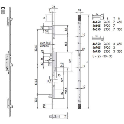 Cisa 46550-25-0 Serratura Multip Cil Sag Rull
