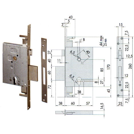 Cisa 56255-60 Serratura Infilare Cil Sag Tripl S/A