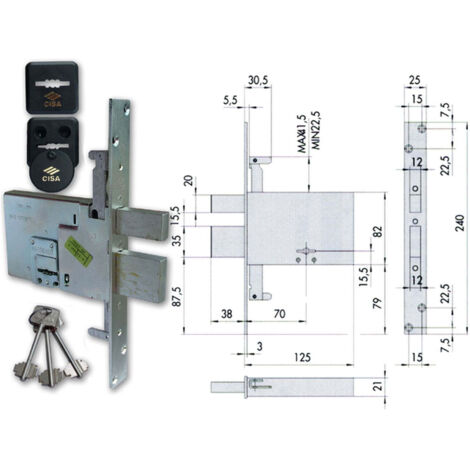 Cisa 57335-73-0 Serratura D/M Infilare  Tripl S/A