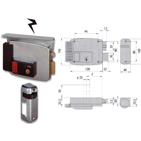 CISA SERRATURA METALLO APPLICARE ELETTRICA 11731 - CISA 1: E.MM 50 SX