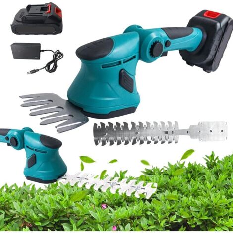 Cisaille de Jardin/Taille-haie,2 en 1 Cisailles à Gazon, Batterie 21V,pour Couper Les Haies,Les pelouses,Comprend Un Tailleur portatif,Une Batterie et Un Chargeur (1 Batterie)