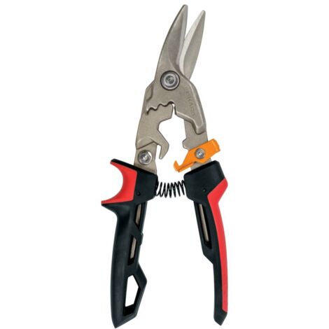 Fiskars – Cisaille à tôle PowerGear – Coupe à gauche 38,1mm – Acier forgé traité – Mécanisme d'engrenage pour 40% de puissance en plus