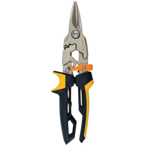 Fiskars – Cisaille à tôle coupe droite 38,1mm – Technologie PowerGearTM – Pour coupes nettes et précises – Usage professionnel