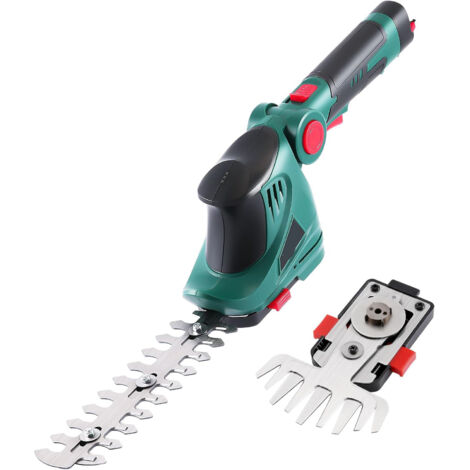Cisaille Sculpte-Haie et Taille-Herbes sans Fil 7,2V, Cisaille à Gazon 2 en 1 avec Poignée Rotative, Batterie 1500mAh et Type C, Largeur/Longueur de Coupe 10 cm/18 cm, pour Coupe, Elagage