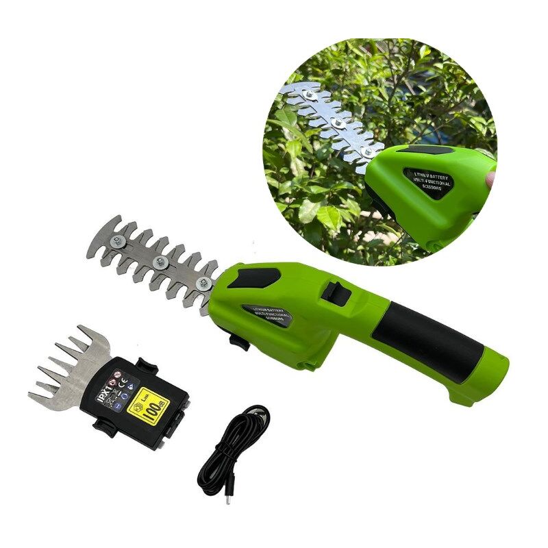 Cisaille Sculpte-Haie et Taille-Herbes sans Fil 7,2V - Cisaille à Gazon avec Lames, Batterie 1500mAh, Chargeur pour Coupe, Elagage