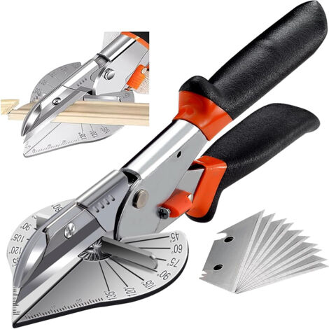 Cisailles à ttôle d'angle de 45°à 135°, ciseaux de goulottes de câbles polyvalents, outils de coupe quart de rond pour couper des tuyaux en PVC PPR PE, des tuyaux de dérivation, des fils. Comprend 10 