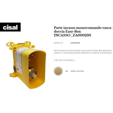 Cisal - incasso miscelatore universale, deviatore 2 vie (senza parte esterna)