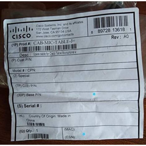 Cisco CAB-MIC-TABLE-J= accessoire et pièce de rechange pour microphone