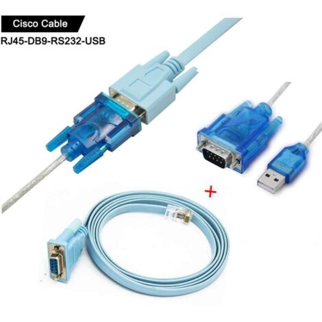 Cisco Console Cable, Serial Cable RJ45 to DB9 and RS232 to USB (2 in 1) For Cisco Devices, 1.8M + 1M