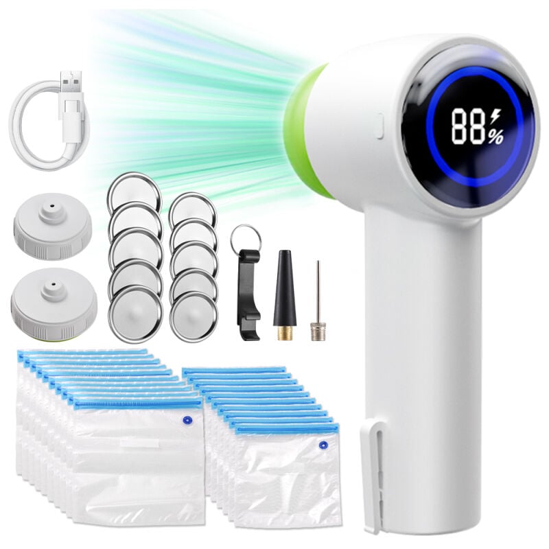 Kit de mise sous vide électrique pour bocaux Mason avec sacs d'étanchéité, aspiration puissante de 60 kPa, gadgets de cuisine, machine de mise sous
