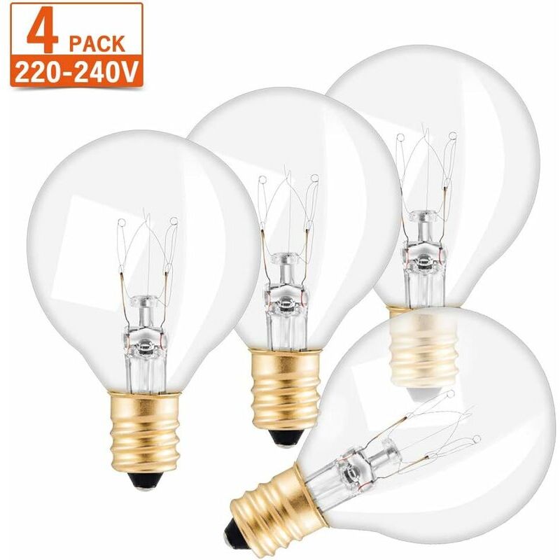 Lot de 4 Ampoule Edison, E12 Ampoules à incandescence Guirlande Guinguette Décorative Ampoules Filament Rétro Lampe Globe G40 - Blanc Chaud 220V-240V