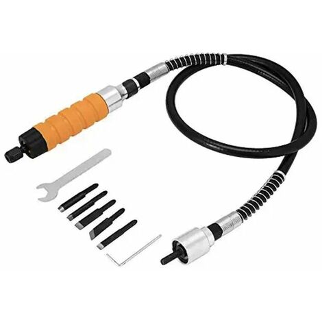Ciseau à bois électrique avec 5 couteaux à découper 2 clés 1 jeu de tubes souples Outil de gravure sur bois, outil de couteau à découper Ciseau à poignée souple