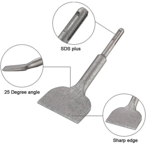 Ciseau à carrelage SDS Plus, 165 mm x 75 mm, série d'extension haute qualité, ciseau courbe pour carrelage en céramique et de sol.
