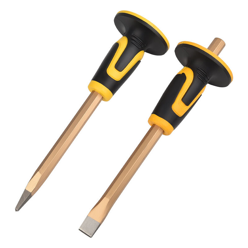 Ciseau pointu,burin plat，ciseau à main avec protection de la main 300 mm, poignée ergonomique antidérapante, ciseau à surface de frappe extra