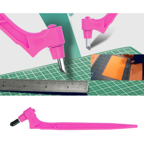 Ciseau Rotatif Artisanal - Cutter de Précision 360° pour Vinyle et Papier - Acier Inoxydable (Rose)