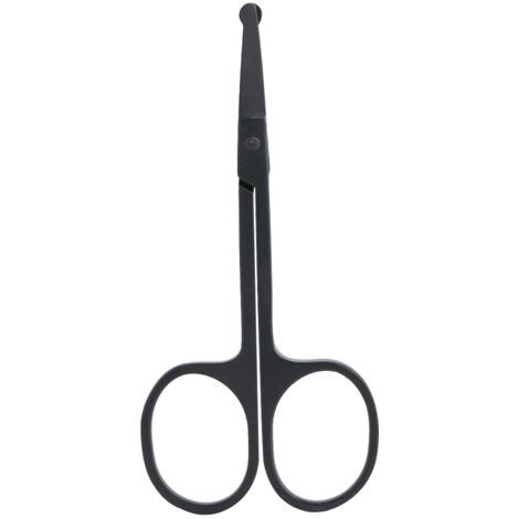 Ciseaux à barbe et nez en acier inoxydable noir - Outil de beauté avec tête ronde