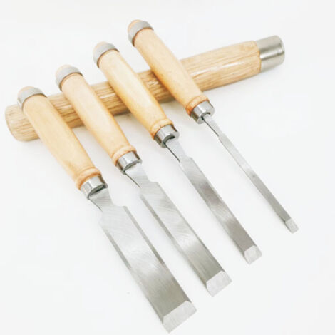 Ciseaux à bois 4 pièces, ensembles de ciseaux à bois professionnels, ensemble d'outils de menuiserie, ensemble de ciseaux à bord biseauté, ciseaux à bois