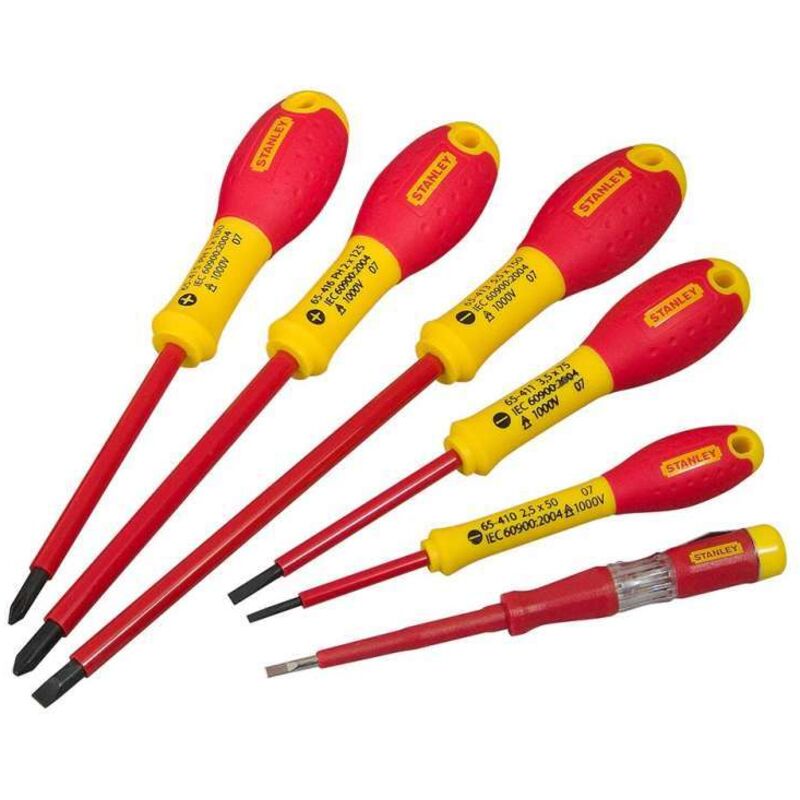 Jeu de 6 Tournevis Isolés STANLEY FATMAX 0 65 441 Electricien + Philipps + Testeur - vue 3