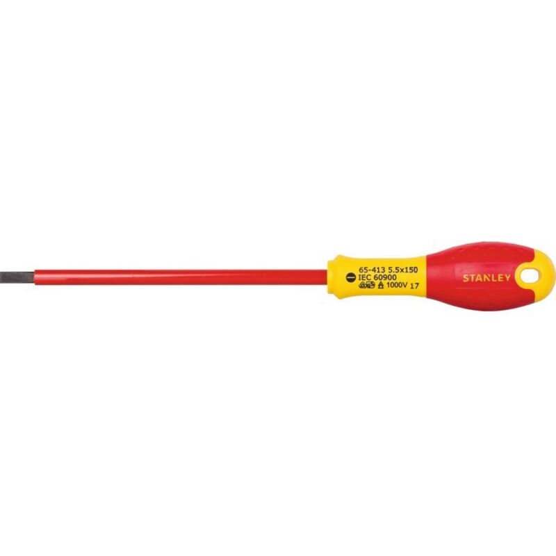 Tournevis STANLEY FATMAX isolé 1000 V Electricien Embout plat Sécurité 1000 volts - vue 2