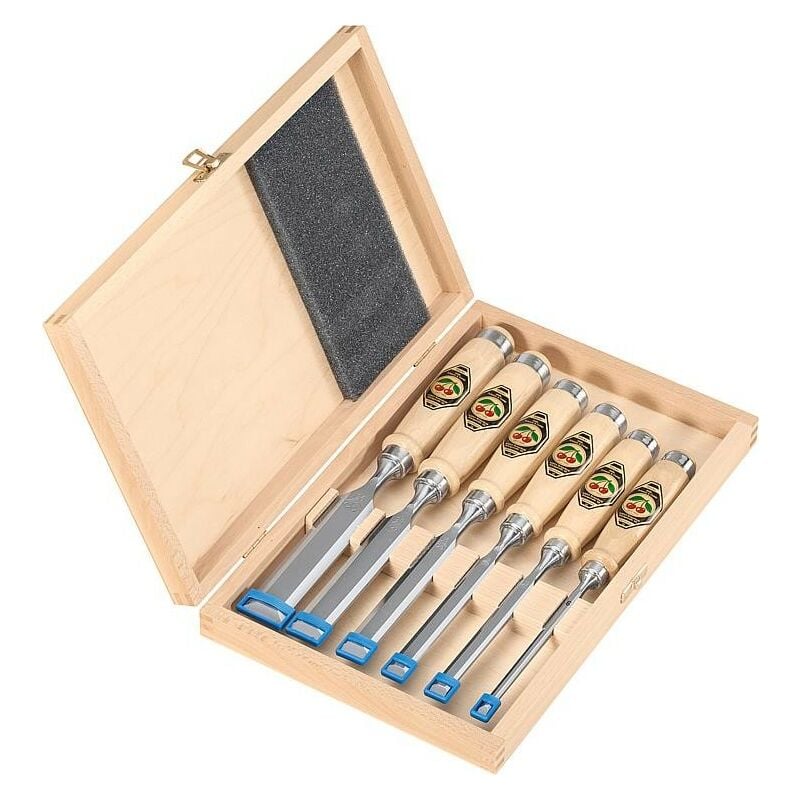 Banyo - Ciseaux à bois dans boîte en bois contenu 6 pièces à 6, 10, 12, 16, 20, 26 mm