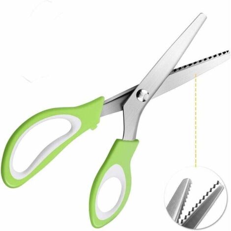 Ciseaux à denteler Ciseaux Cranteurs de Couture pour Tissu Qualité Professionnelle 24cm- Verts