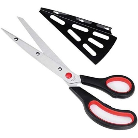 Ciseaux à Pizza en Acier Inoxydable de 28cm, Cuisine Cisailles en Ciseaux avec Pelle Pizza détachable, (Multi-fonction pas seulement pour pizza) Gadget de cuisine(Rouge)